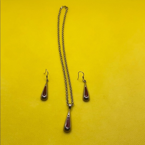 Vintage Sterling silver erring and Necklace - Picture 6 of 9